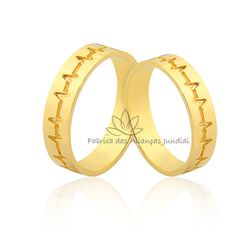 Aliança com Batimentos em Ouro 18K - JN-406 - Fabrica das Alianças Jundiai