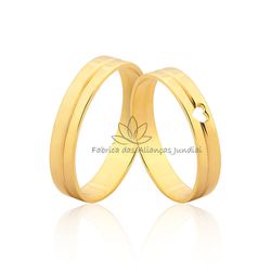 Aliança de Ouro 18 k com Coração - JN-448 - Fabrica das Alianças Jundiai