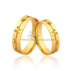 Alianças com Batimentos Cardíacos em Ouro 18K - JN-470 - Fabrica das Alianças Jundiai