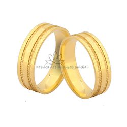 Alianças Em Ouro 18k Com Frisos Laterais - JN-387 - Fabrica das Alianças Jundiai