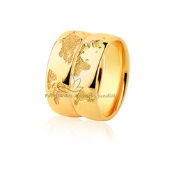 Alianças Mapa Mundi Em Ouro 18 k - JN-500 - Fabrica das Alianças Jundiai