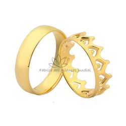 Lindas Alianças De Coroa Em Ouro 18k - JN-394 - Fabrica das Alianças Jundiai