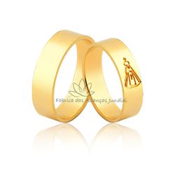 Par De Aliança Personalizada Nossa Senhora De Aparecida 10K - JN-486-10K - Fabrica das Alianças Jundiai