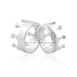 Aliança Personalizada Coroa Com Pedras - AG-1010 - Fabrica das Alianças Jundiai