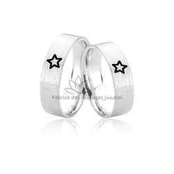 Alianças de Prata Com Estrela - AG-1333 - Fabrica das Alianças Jundiai