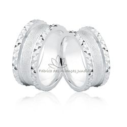 Alianças Em Prata Largas Diamantadas - AG-3000 - Fabrica das Alianças Jundiai