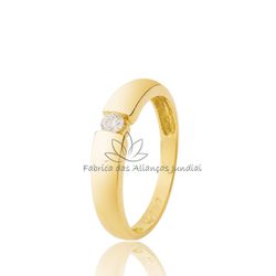 Anel em Ouro 10 K com Zircônia - S-02-10K - Fabrica das Alianças Jundiai