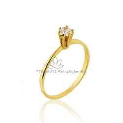 Anel em Ouro com Zircônia - S-15-10K - Fabrica das Alianças Jundiai