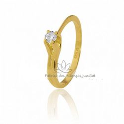 Anel Solitário com Zircônia - S-07-10K - Fabrica das Alianças Jundiai