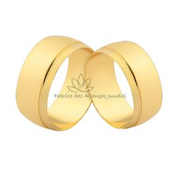 Par De Alianças Em Ouro 18 k Com Friso - CM-174 - Fabrica das Alianças Jundiai