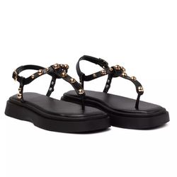 Papete Flat Feminina em Napa Preto - F Brazil Store