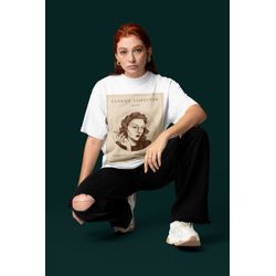 Camiseta Unissex Oversized Em Algodão Estampa Clarice Branca - F Brazil Store