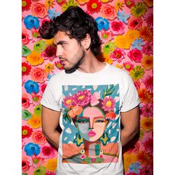 Camiseta Unissex Oversized em Algodão Estampa Frida Kahlo Branca - F Brazil Store