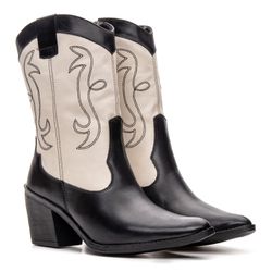 Bota Feminina Texana Western Preta/Off - F Brazil Store