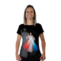 Baby Look-Jesus Misericordioso.BLA378 - BLA378 - Face de Cristo | Moda Cristã
