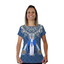Baby Look-Medalha N.Sª Graças.BLA386 - BLA386 - Face de Cristo | Moda Cristã