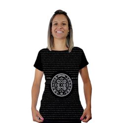 Baby Look-Medalha São Bento.BLA290 - BLA290 - Face de Cristo | Moda Cristã