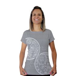 Baby Look-Medalha São Bento.BLA322 - BLA322 - Face de Cristo | Moda Cristã
