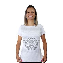 Baby Look-Medalha São Bento.BLA342 - BLA342 - Face de Cristo | Moda Cristã