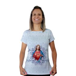 Baby Look-Sagrado Coração de Jesus.BLA200 - BLA200 - Face de Cristo | Moda Cristã