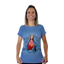 Baby Look-Sagrado Coração de Jesus.BLA225 - BLA225 - Face de Cristo | Moda Cristã