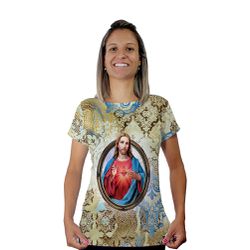 Baby Look-Sagrado Coração de Jesus.BLA309 - BLA309 - Face de Cristo | Moda Cristã