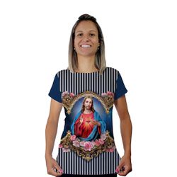 Baby Look-Sagrado Coração de Jesus.BLA384 - BLA384 - Face de Cristo | Moda Cristã
