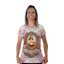 Baby Look-Sagrado Coração de Jesus.BLA396 - BLA396 - Face de Cristo | Moda Cristã