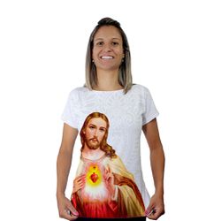Baby Look-Sagrado Coração de Jesus.BLA415 - BLA415 - Face de Cristo | Moda Cristã