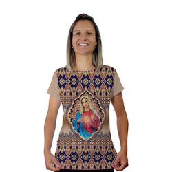 Baby Look-Sagrado Coração de Maria.BLA129 - BLA129 - Face de Cristo | Moda Cristã