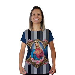 Baby Look-Sagrado Coração de Maria.BLA130 - BLA130 - Face de Cristo | Moda Cristã