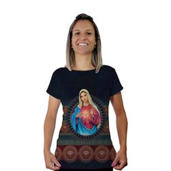 Baby Look-Sagrado Coração de Maria.BLA171 - BLA171 - Face de Cristo | Moda Cristã