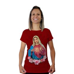Baby Look-Sagrado Coração de Maria.BLA249 - BLA249 - Face de Cristo | Moda Cristã