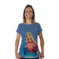 Baby Look-Sagrado Coração de Maria.BLA419 - BLA419 - Face de Cristo | Moda Cristã