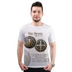 Camiseta-Medalha de São Bento.GCA611 - GCA611 - Face de Cristo | Moda Cristã