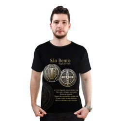 Camiseta-Medalha de São Bento.GCA647 - GCA647 - Face de Cristo | Moda Cristã