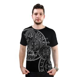 Camiseta-Medalha de São Bento.GCA650 - GCA650 - Face de Cristo | Moda Cristã