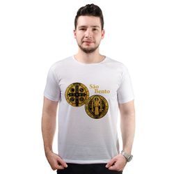 Camiseta-Medalha de São Bento.GCA800 - GCA800 - Face de Cristo | Moda Cristã