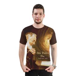 Camiseta-Padre Pio.GCA618 - GCA618 - Face de Cristo | Moda Cristã