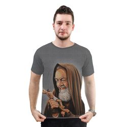 Camiseta-Padre Pio.GCA633 - GCA633 - Face de Cristo | Moda Cristã