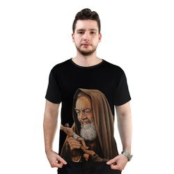 Camiseta-Padre Pio.GCA634 - GCA634 - Face de Cristo | Moda Cristã