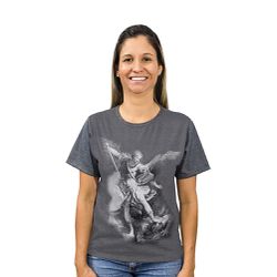 Camiseta-São Miguel Arcanjo.GCA608 - GCA608F - Face de Cristo | Moda Cristã