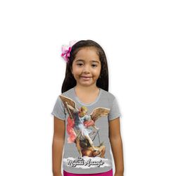 Camiseta Infantil-São Miguel Arcanjo.GCI641 - GCI641 - Face de Cristo | Moda Cristã