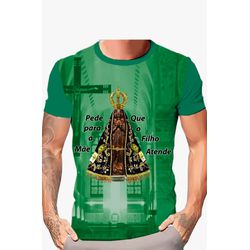 Camiseta Unissex Nossa Senhora Aparecida Verde Bandeira. GCA1373 - GCA1373 - Face de Cristo | Moda Cristã