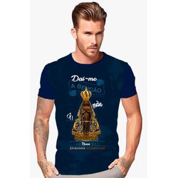Camiseta Unissex N Sª Aparecida Dai-me a Benção Azul Marinho. GCA1441 - GCA1441 - Face de Cristo | Moda Cristã