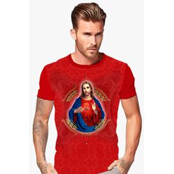 Camiseta Sagrado Coração de Jesus. GCA1383 Vermelha - GCA1383 - Face de Cristo | Moda Cristã