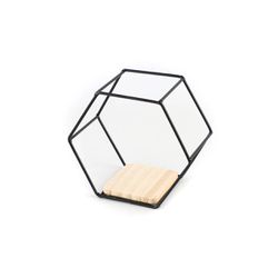 NICHO METAL/MDF HEXAGONAL 1PRT 16,5X9,5X14,5CM PT - Fechacom