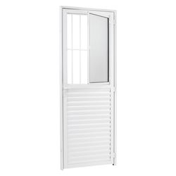 PORTA ALUMÍNIO BRANCA 215x085 GIRO ESQUERDO COM PO... - Fechacom