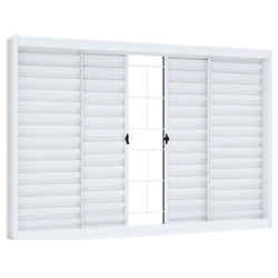 JANELA AÇO BRANCA 100x100 COM GRADE VENEZ - Fechacom
