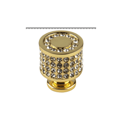 PUXADOR BOTÃO GLANS 25mm DOURADO BRILHO C/ CRISTAI... - Fechacom